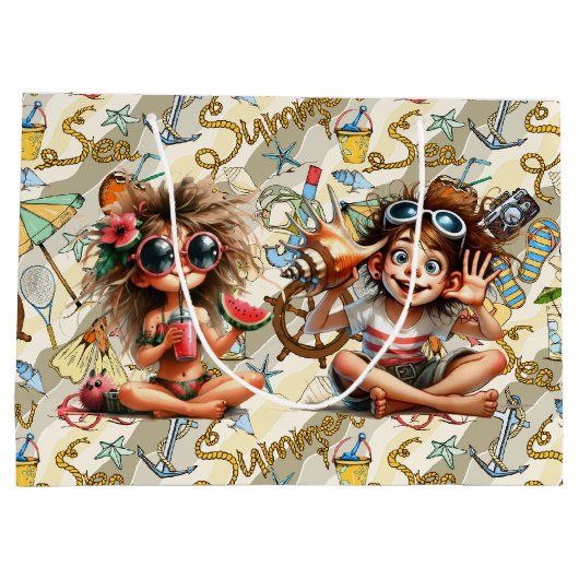 Zomer-tijdvun-omslagpapier Groot Cadeauzakje (Achterkant)