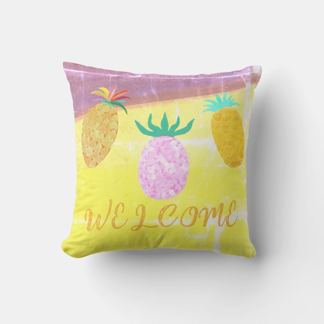 Zomer Tiki Ananas Luau Kussen (Voorkant)