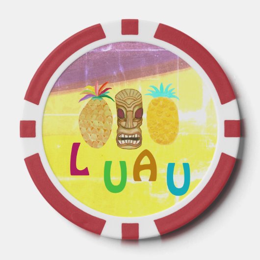 Zomer Tiki Ananas Luau Poker Chips (Voorkant)