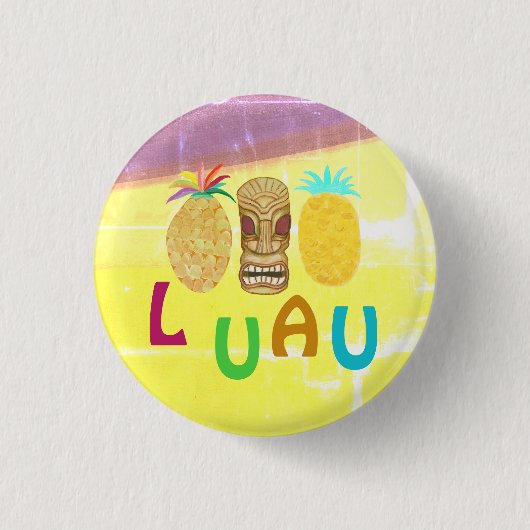 Zomer Tiki Ananas Luau Ronde Button 3,2 Cm (Voorkant)