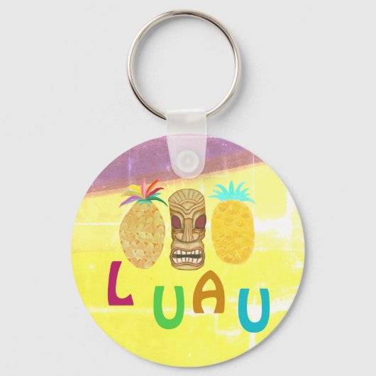 Zomer Tiki Ananas Luau Sleutelhanger (Voorkant)