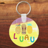 Zomer Tiki Ananas Luau Sleutelhanger (Voorkant)