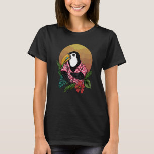 Zomer Toekan In Hawaï Met Hibiscus Pret Retro Kleu T-shirt