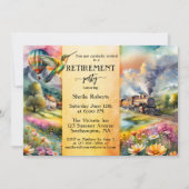 Zomer Trein Waterverf Reizen Pensioen Partij Kaart (Voorkant)