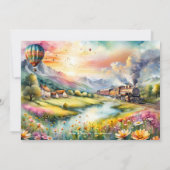 Zomer Trein Waterverf Reizen Pensioen Partij Kaart (Achterkant)