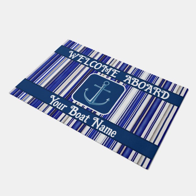 Zomer Trendy Navy Blue Boat Stripes Collectie Deurmat (Schuin)