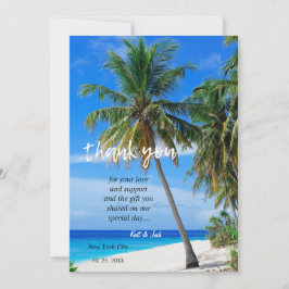 Zomer Tropical Beach Palm bruiloft Dank u KAART