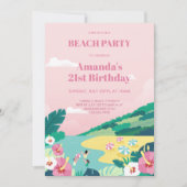 Zomer Tropical Beach Party Volwassen Verjaardag Kaart (Voorkant)