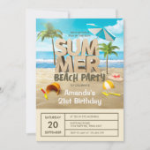 Zomer Tropical Beach Party Volwassen Verjaardag Kaart (Voorkant)