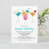 Zomer Tropical Cocktail Volwassenen Zwembad Feest  Kaart (Staand voorkant)