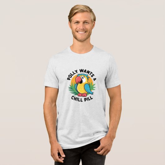 Zomer Tropical Parrot Design Tri-Blend Shirt (Voorkant volledig)
