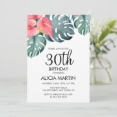 Zomer Tropisch Anthurium & Monstera Verjaardag Kaart (Staand voorkant)