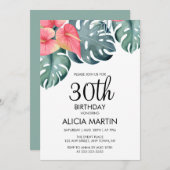 Zomer Tropisch Anthurium & Monstera Verjaardag Kaart (Voorkant / Achterkant)