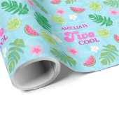 Zomer tropisch bloemenpoolfeest Verjaardag Cadeaupapier (Rol Hoek)