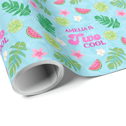 Zomer tropisch bloemenpoolfeest Verjaardag Cadeaupapier (Rol Hoek)