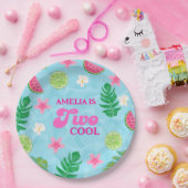 Zomer tropisch bloemenpoolfeest Verjaardag Papieren Bordje (Feest)