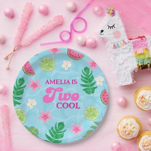 Zomer tropisch bloemenpoolfeest Verjaardag Papieren Bordje (Feest)