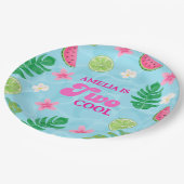 Zomer tropisch bloemenpoolfeest Verjaardag Papieren Bordje (Gekanteld)