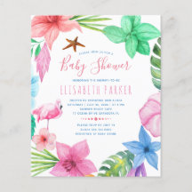Zomer tropisch budget babyshower uitnodiging