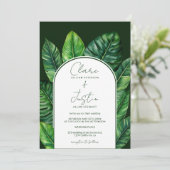 Zomer Tropisch donker groen Bruiloftsfoto Kaart (Staand voorkant)