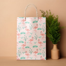 Zomer tropisch Flamingo pastel roze Medium Cadeauzakje