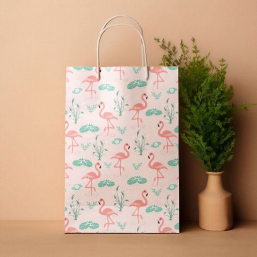 Zomer tropisch Flamingo pastel roze Medium Cadeauzakje