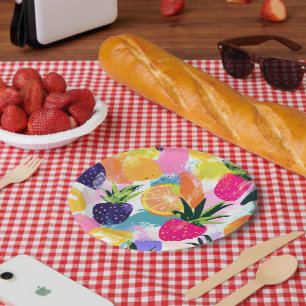 Zomer Tropisch Fruit Fiesta Papieren Bordje