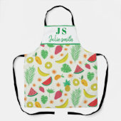 Zomer tropisch fruit patroon Monogram  Schort (Voorkant)