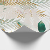 Zomer Tropisch Groen Goud Palm gebladerte groen Cadeaupapier (Hoek)