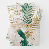 Zomer Tropisch Groen Goud Palm gebladerte groen Inpakpapier Vel (In situ)