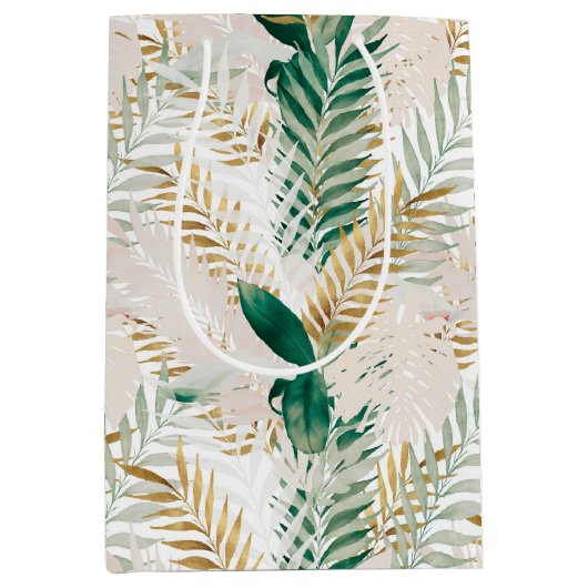 Zomer Tropisch Groen Goud Palm gebladerte groen Medium Cadeauzakje (Voorkant)