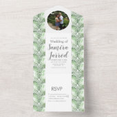 Zomer Tropisch Groen Palm Foto Bruiloft All In One Uitnodiging (Binnen)