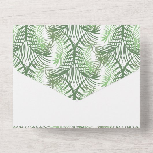 Zomer Tropisch Groen Palm Foto Bruiloft All In One Uitnodiging (Achterkant)