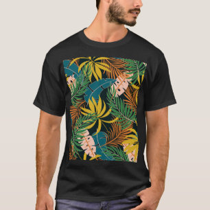 Zomer Tropisch Helder Planten Patroon T-shirt