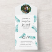 Zomer Tropisch Palm Foto Bruiloft All In One Uitnodiging (Binnen)