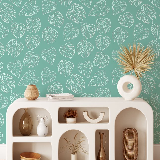 Zomer tropisch Plant bladeren Behang (In situ)