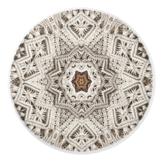 Zomer tropisch strand boho chique tribal macrame keramische knop (Voorkant)