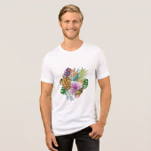 Zomer Tropisch Strand Collage Tri-Blend Shirt (Voorkant volledig)