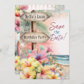 Zomer Tropisch Strand Luau Bewaar Datum Kaart (Voorkant / Achterkant)