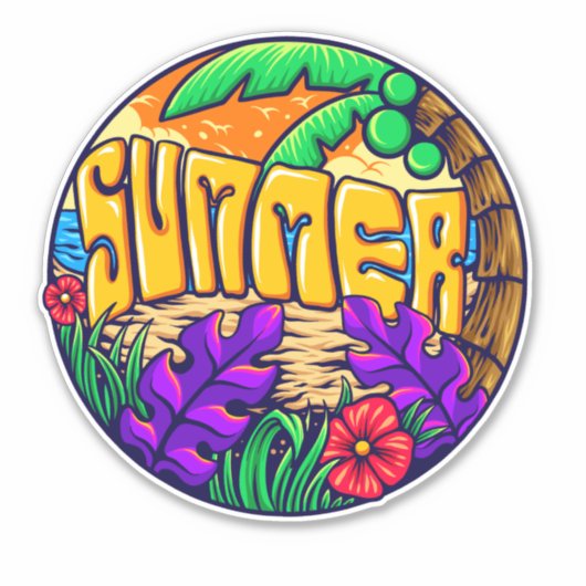 Zomer Tropisch Strand Thema Sticker (Voorkant)