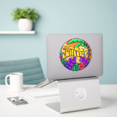 Zomer Tropisch Strand Thema Sticker (Laptop op bureau)
