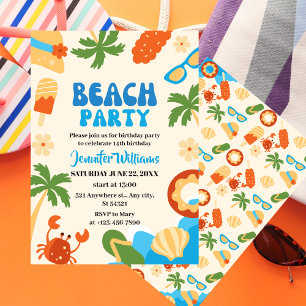 Zomer Tropisch strand voor meisjes Feestverjaardag Kaart