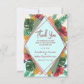 Zomer Tropische Ananas Bladeren Bloemen Dank u Bedankkaart (Voorkant)