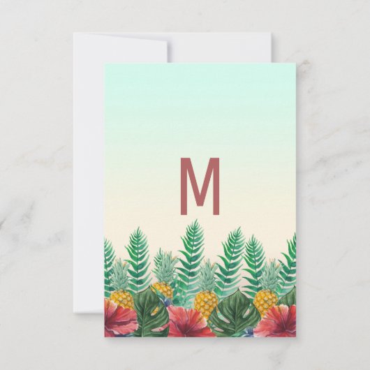 Zomer Tropische Ananas Bladeren Bloemen Dank u Bedankkaart (Achterkant)