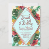 Zomer Tropische Ananas Bloemen Brunch en Bubbly Kaart (Voorkant)