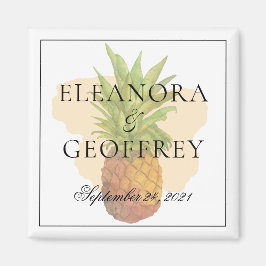 Zomer Tropische Ananas Kustbruiloft Datum Magneet