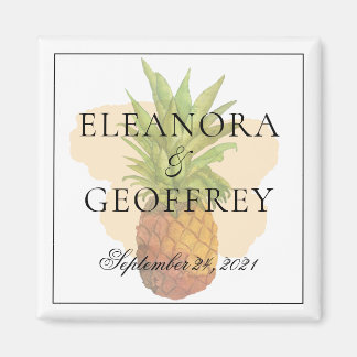 Zomer Tropische Ananas Kustbruiloft Datum Magneet