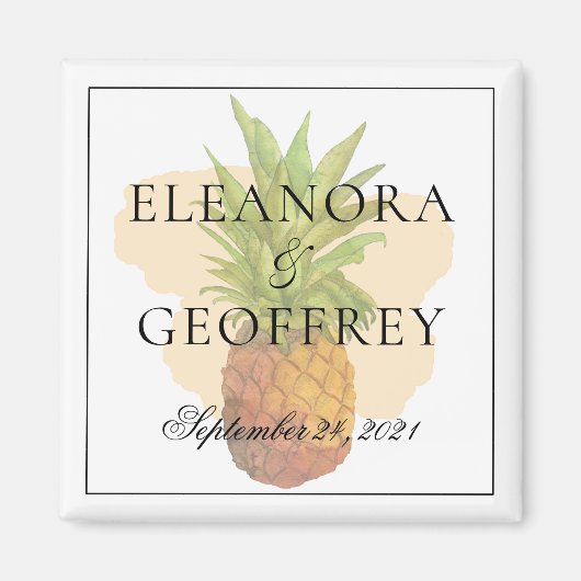 Zomer Tropische Ananas Kustbruiloft Datum Magneet (Voorkant)