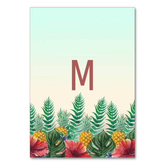 Zomer Tropische Ananas Leaf Bloemen Tafelnummer (Achterkant)