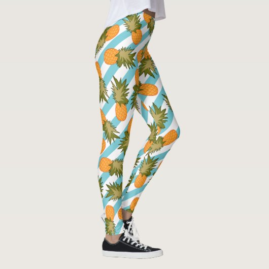 Zomer Tropische Ananas & Stripes Leggings (Rechts)